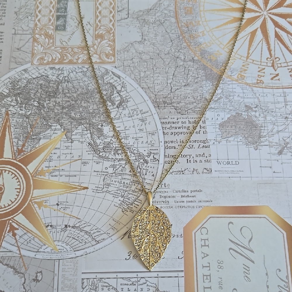 Lia Sophia Gold Leaf Pendant Necklace